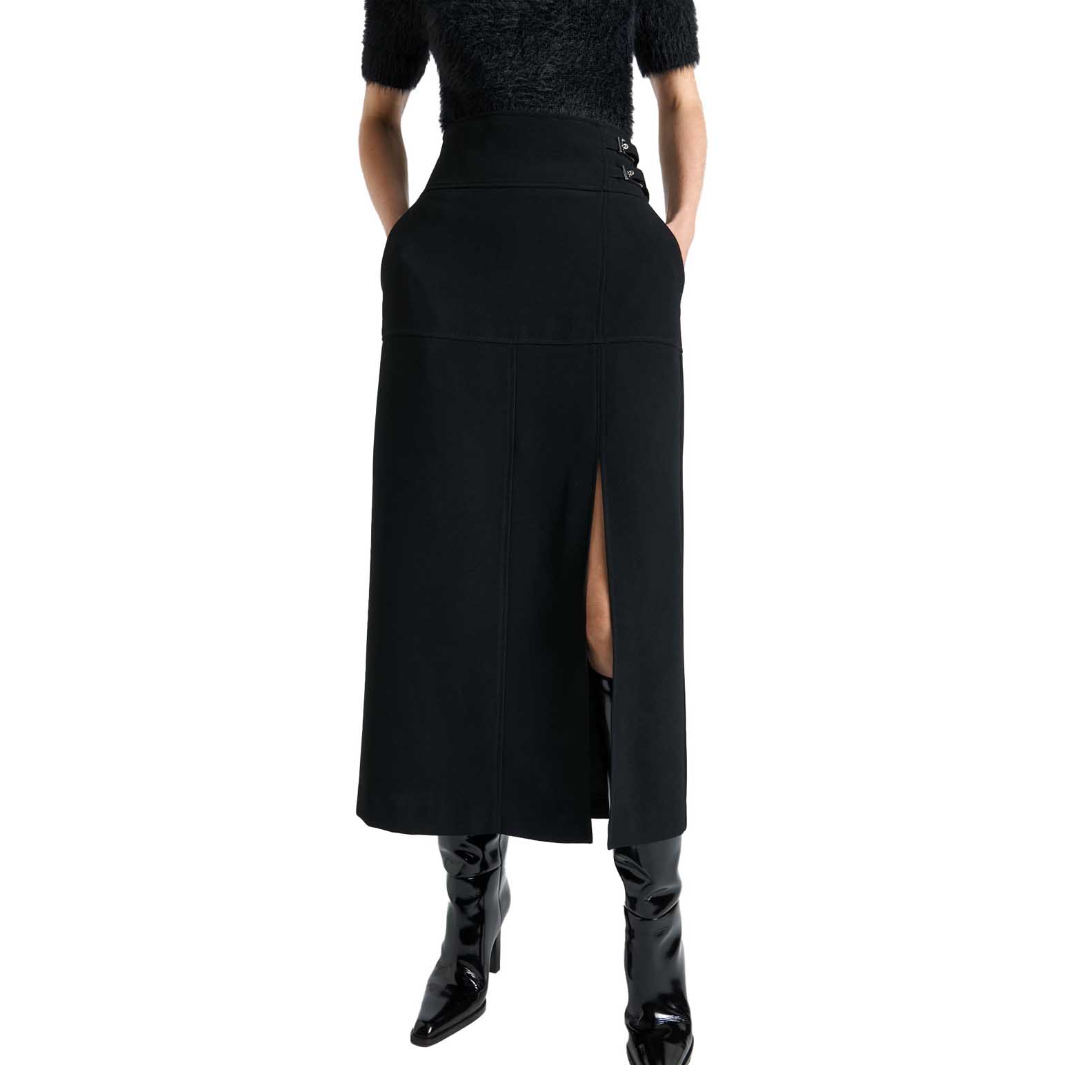 Cue Double Buckle Midi Skirt